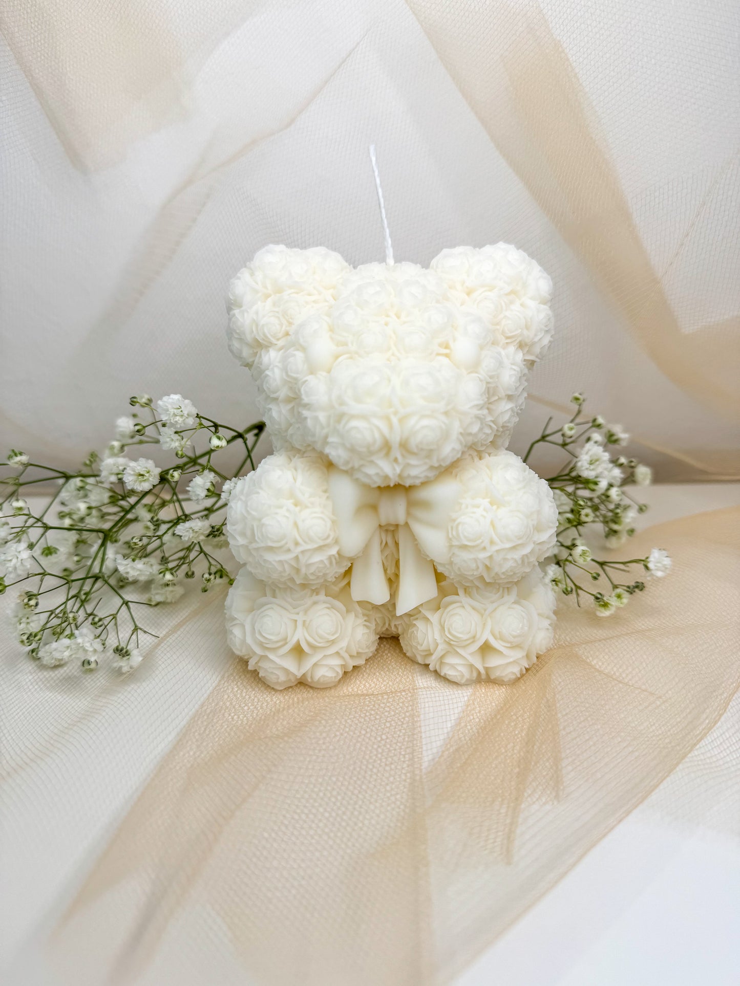 Bow Rose Bear Candle