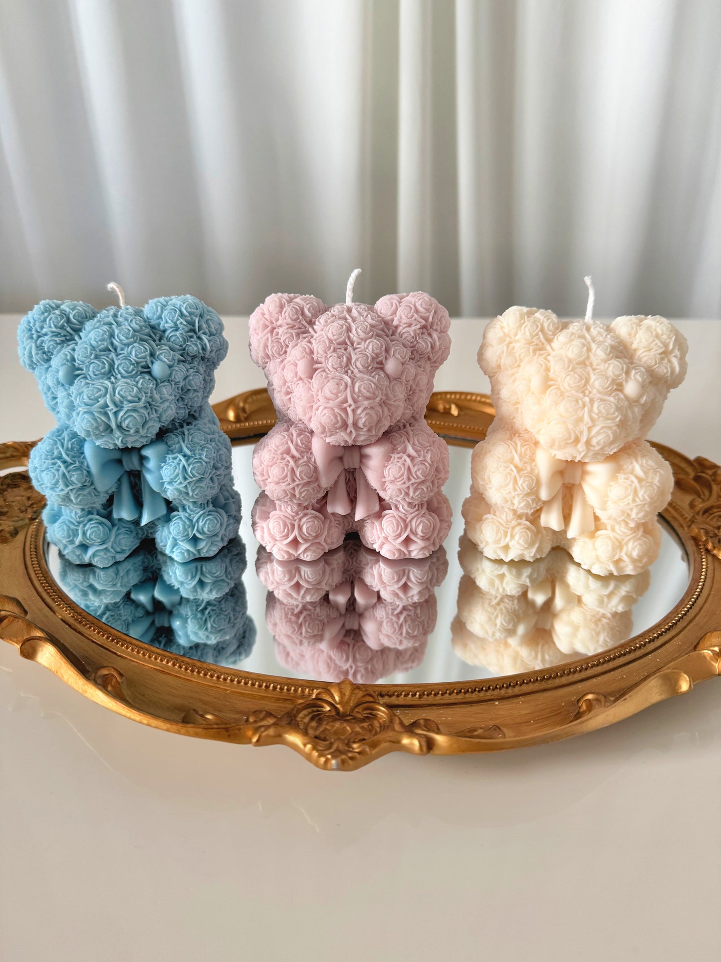 Bow Rose Bear Candle