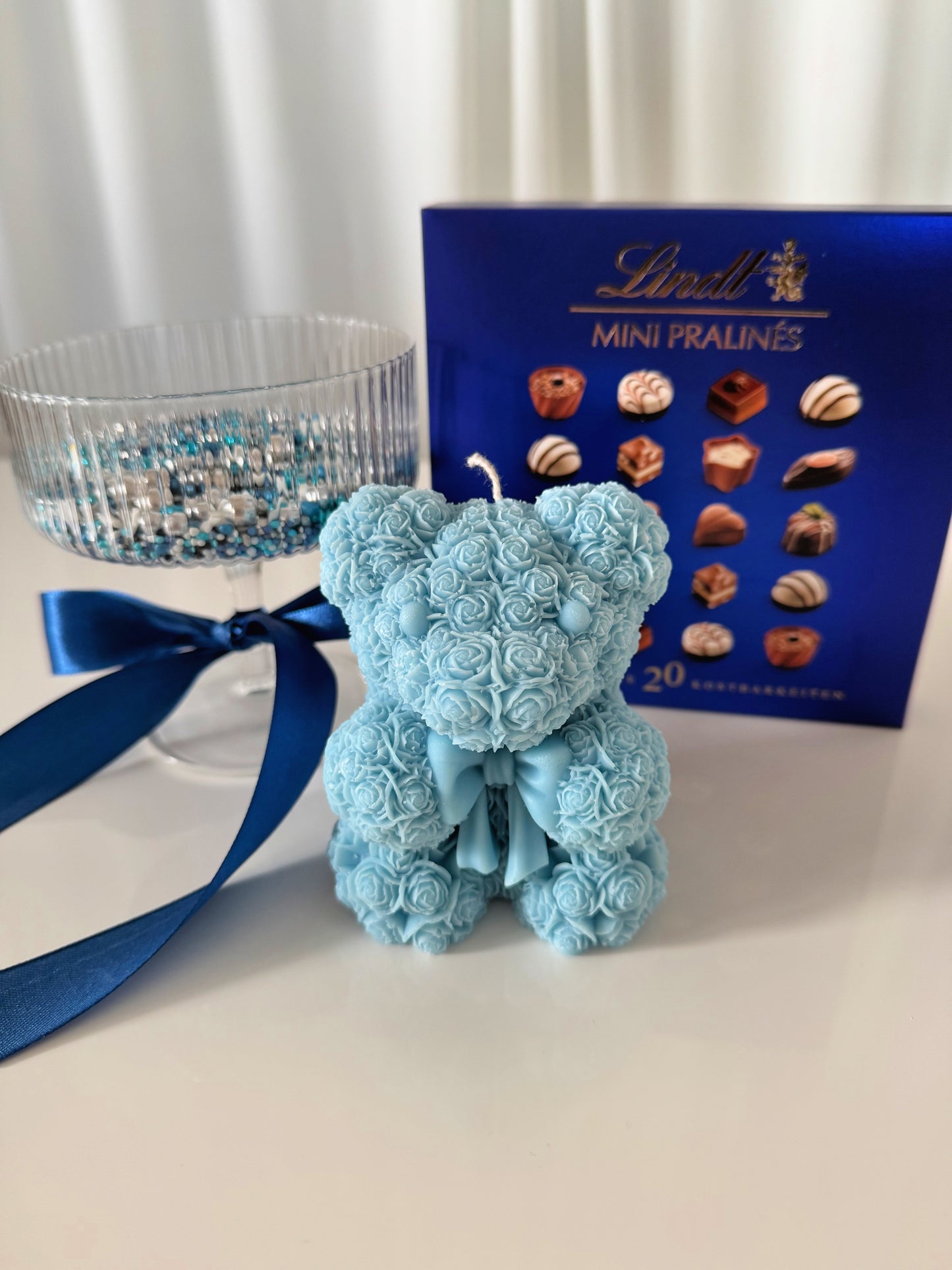 Bow Rose Bear Candle