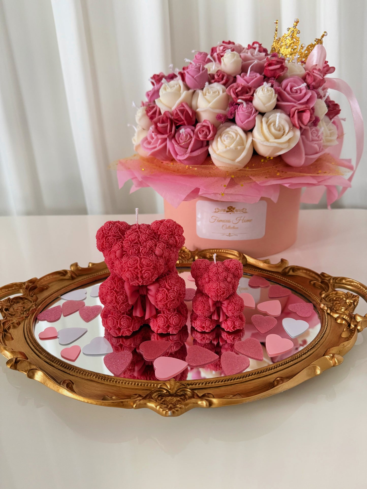 Bow Rose Bear Candle