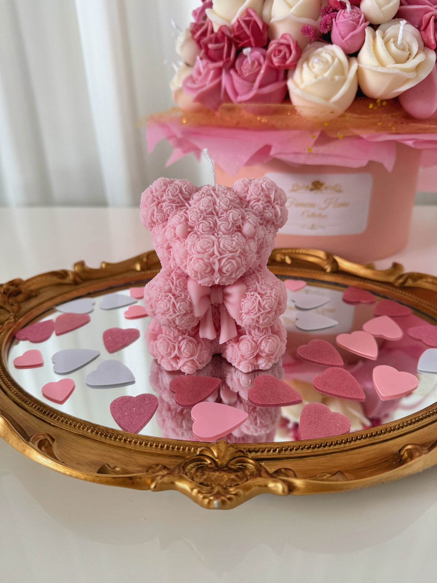Bow Rose Bear Candle