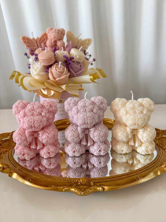Bow Rose Bear Candle