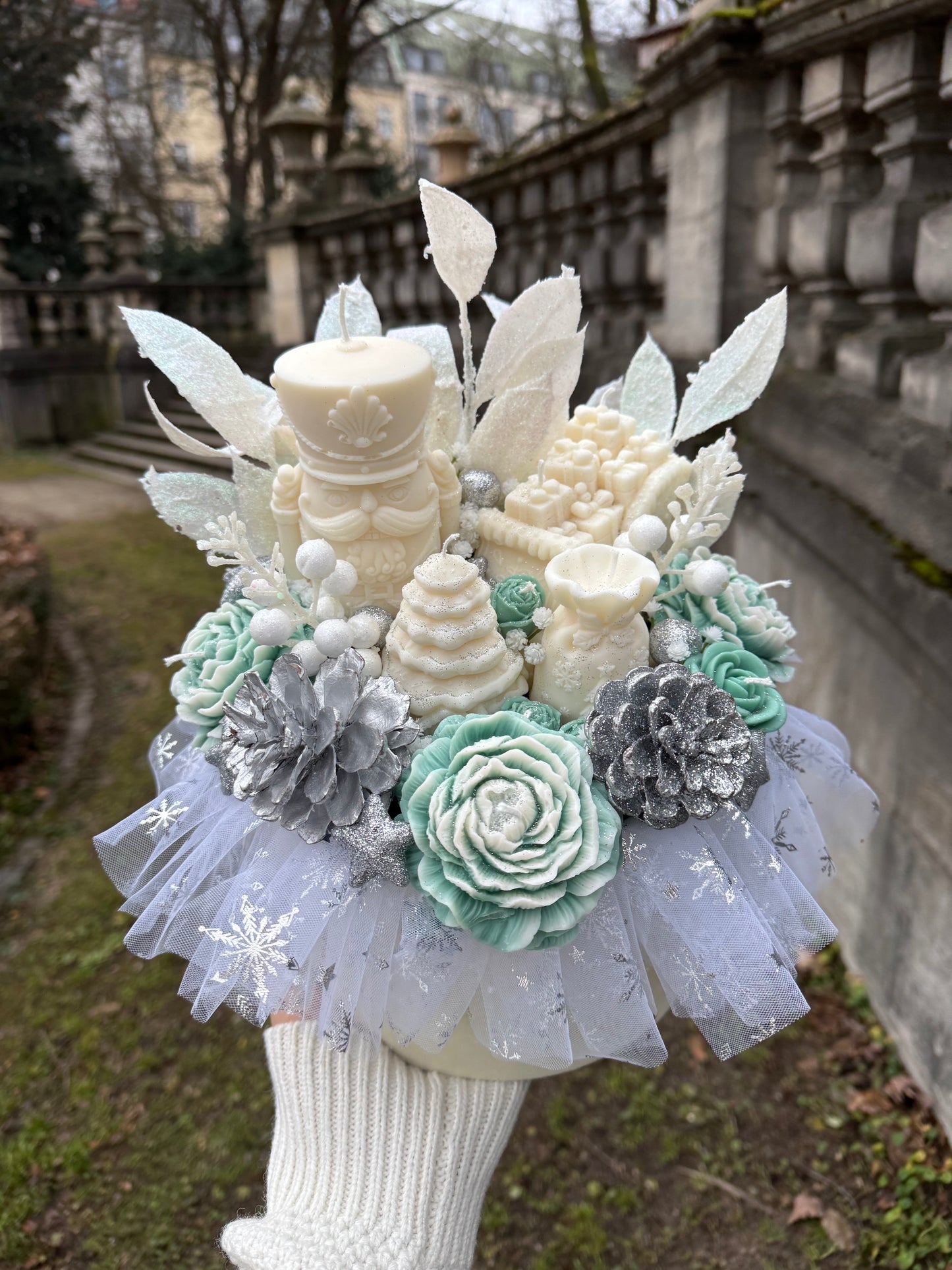 Winterwunderland-Kerzenstrauß