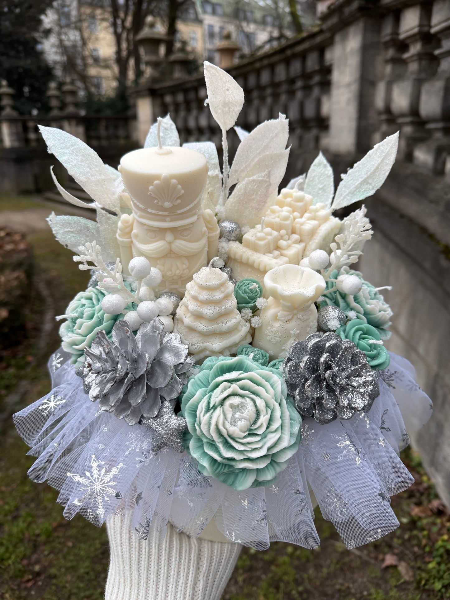 Winterwunderland-Kerzenstrauß