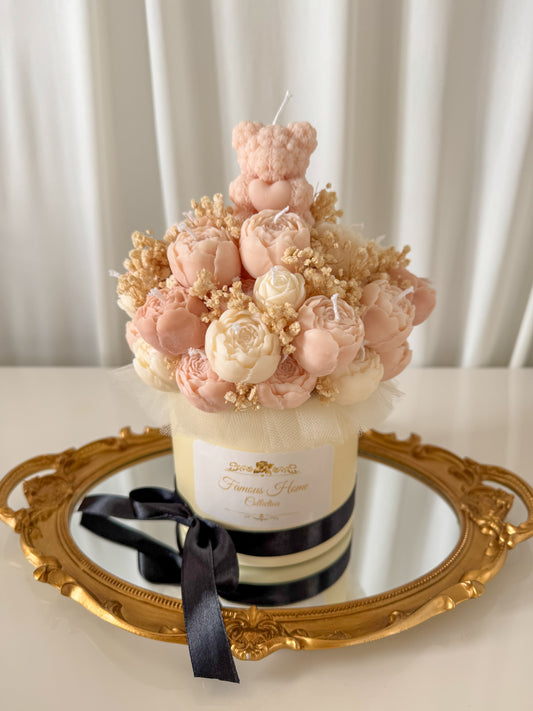 Candle Bouquet with Mini Rose Bear