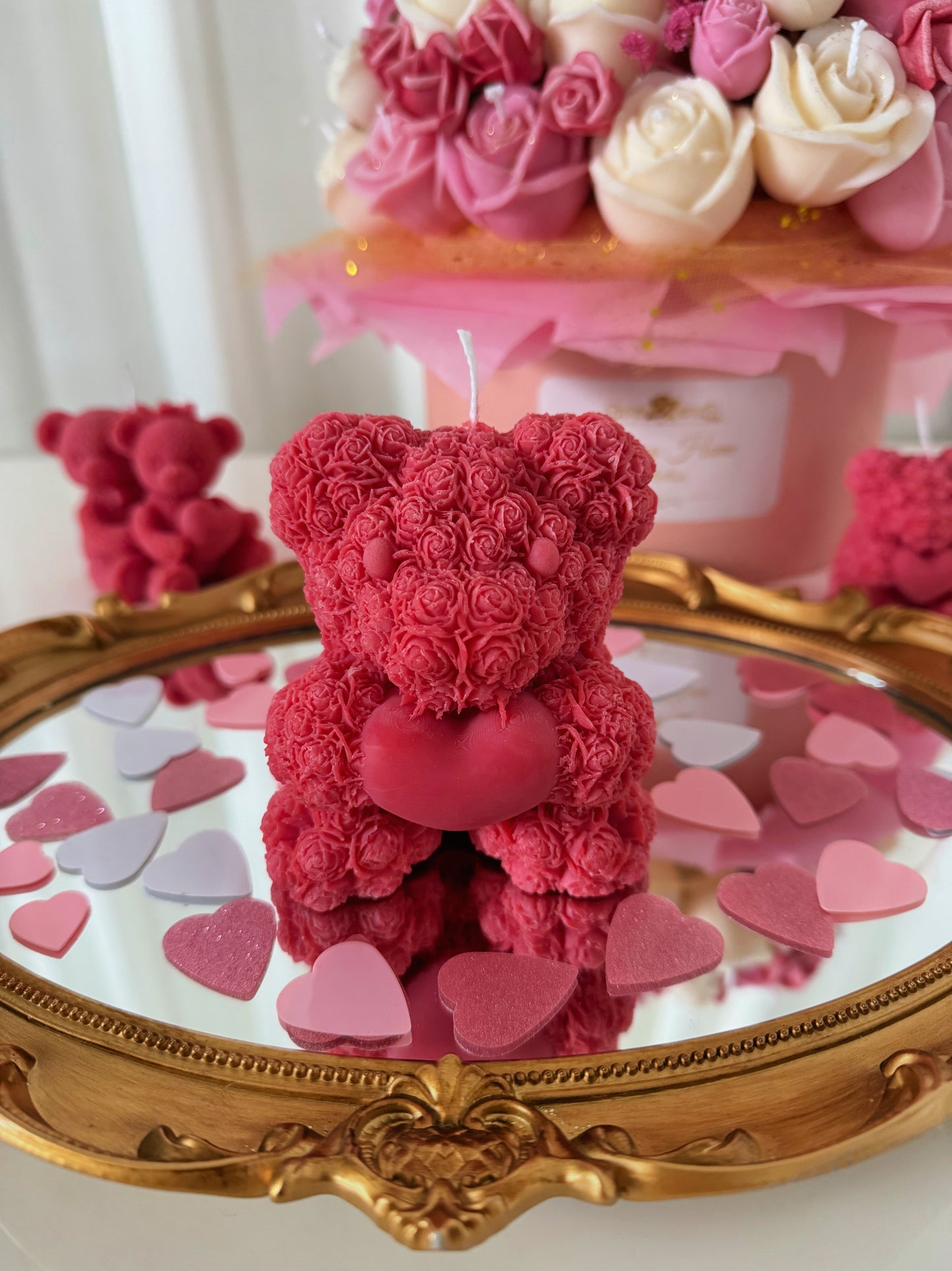 Heart Rose Bear Candle