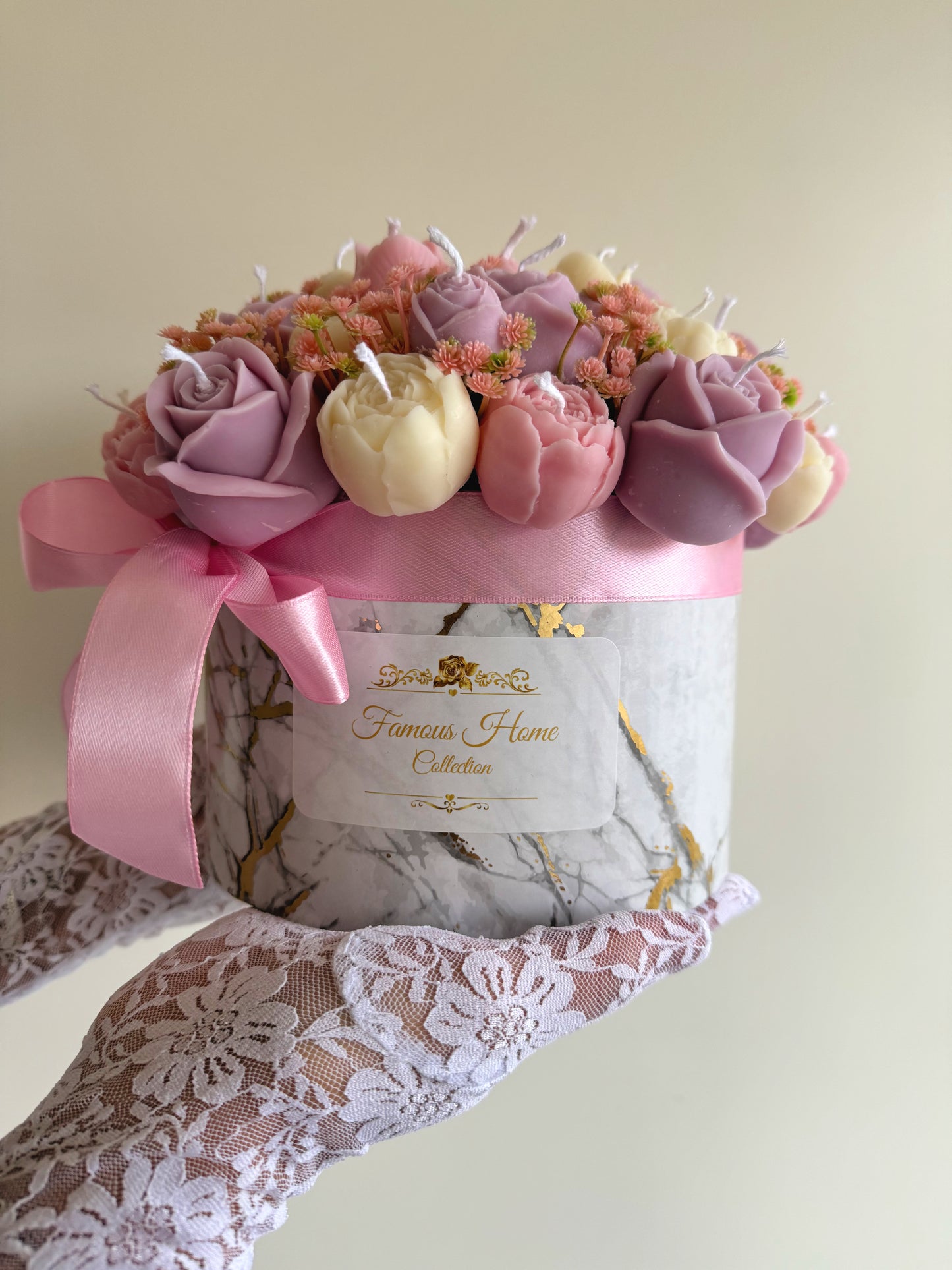 Premium Candle Bouquet In Marble Box