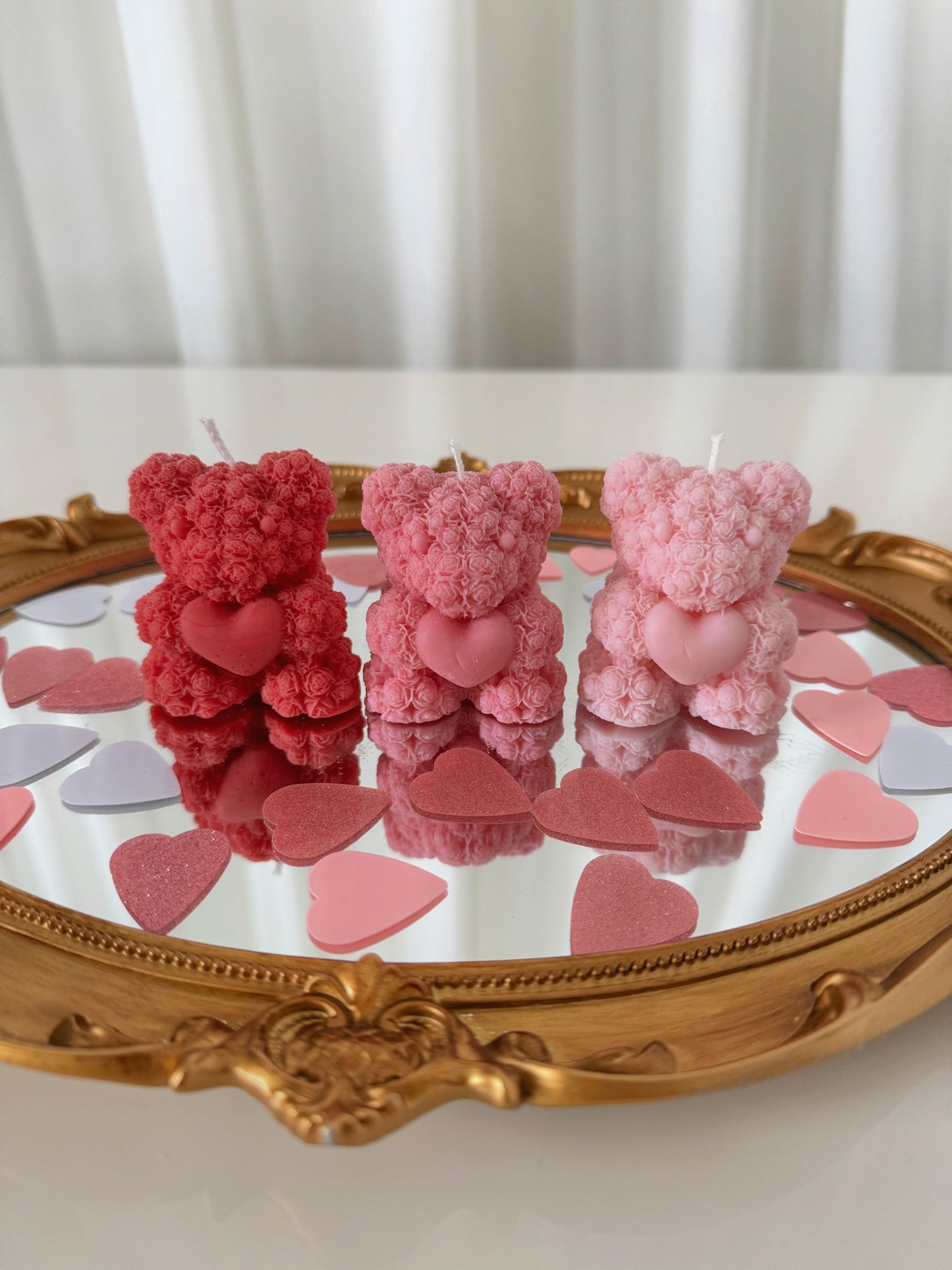 Mini Heart Rose Bear Candle