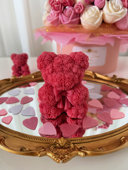 Bow Rose Bear Candle